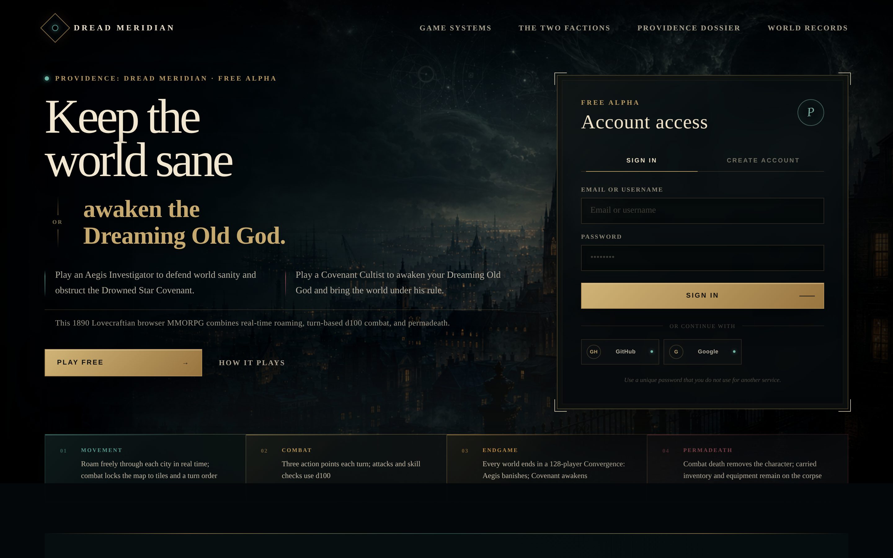 Providence: Dread Meridian website