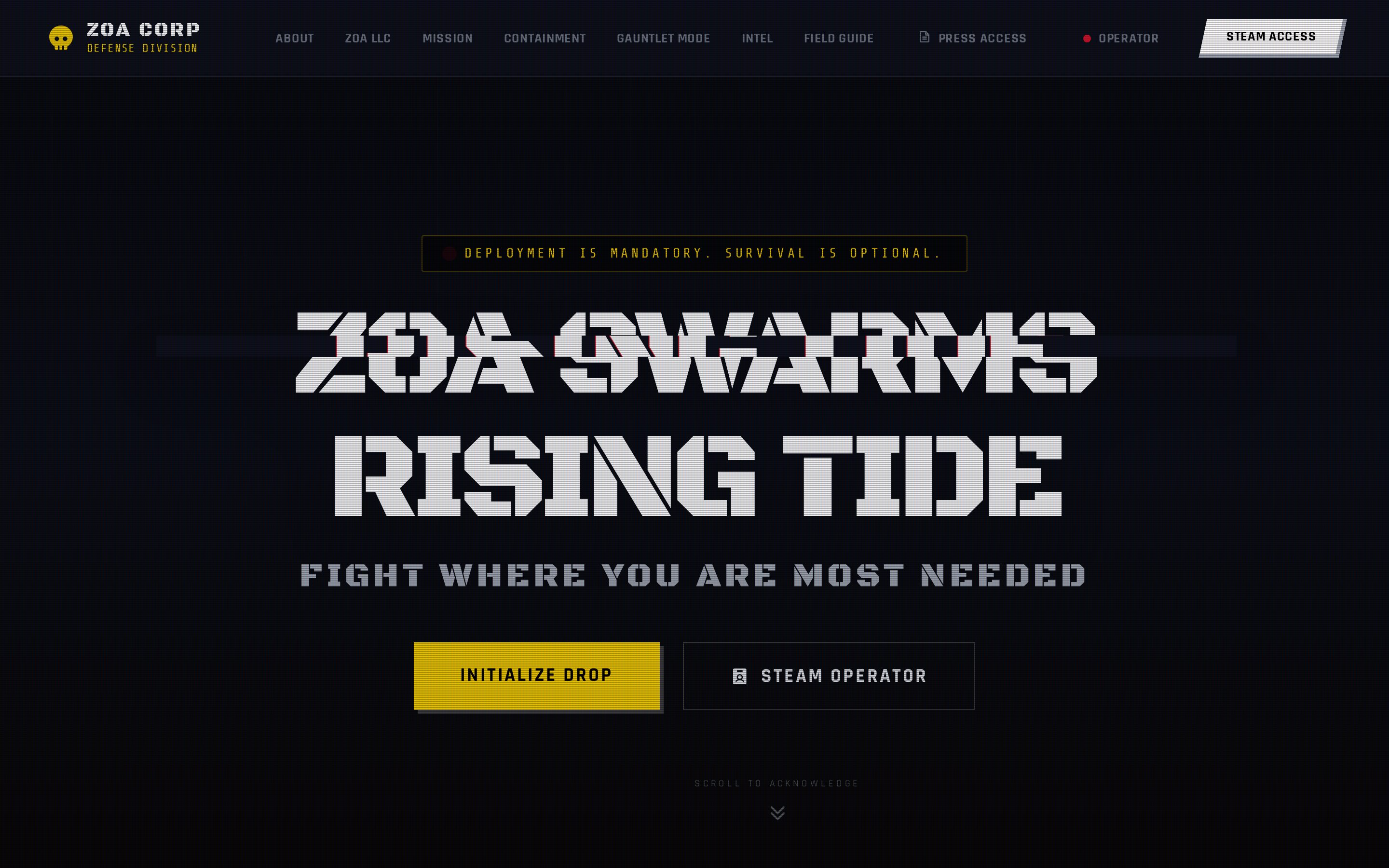 ZOA Swarms: Rising Tide website
